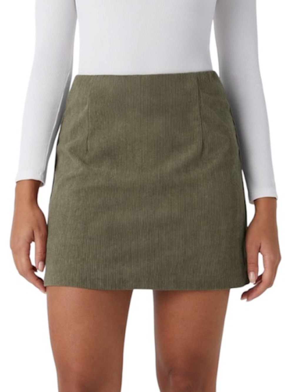 HALARA Women’s High Waisted 2-in-1 A Line Mini Corduroy Skirt